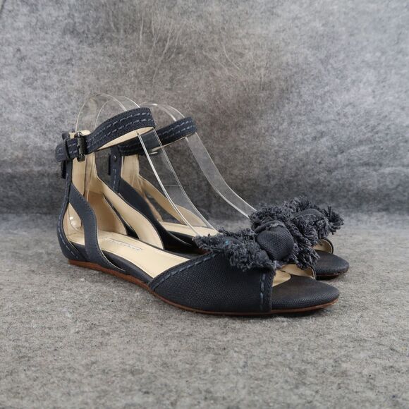 Vera Wang Lavender Shoes Womens 7 Sandal Flats Ankle Strap Fringe Bow Fashion - Picture 1 of 14